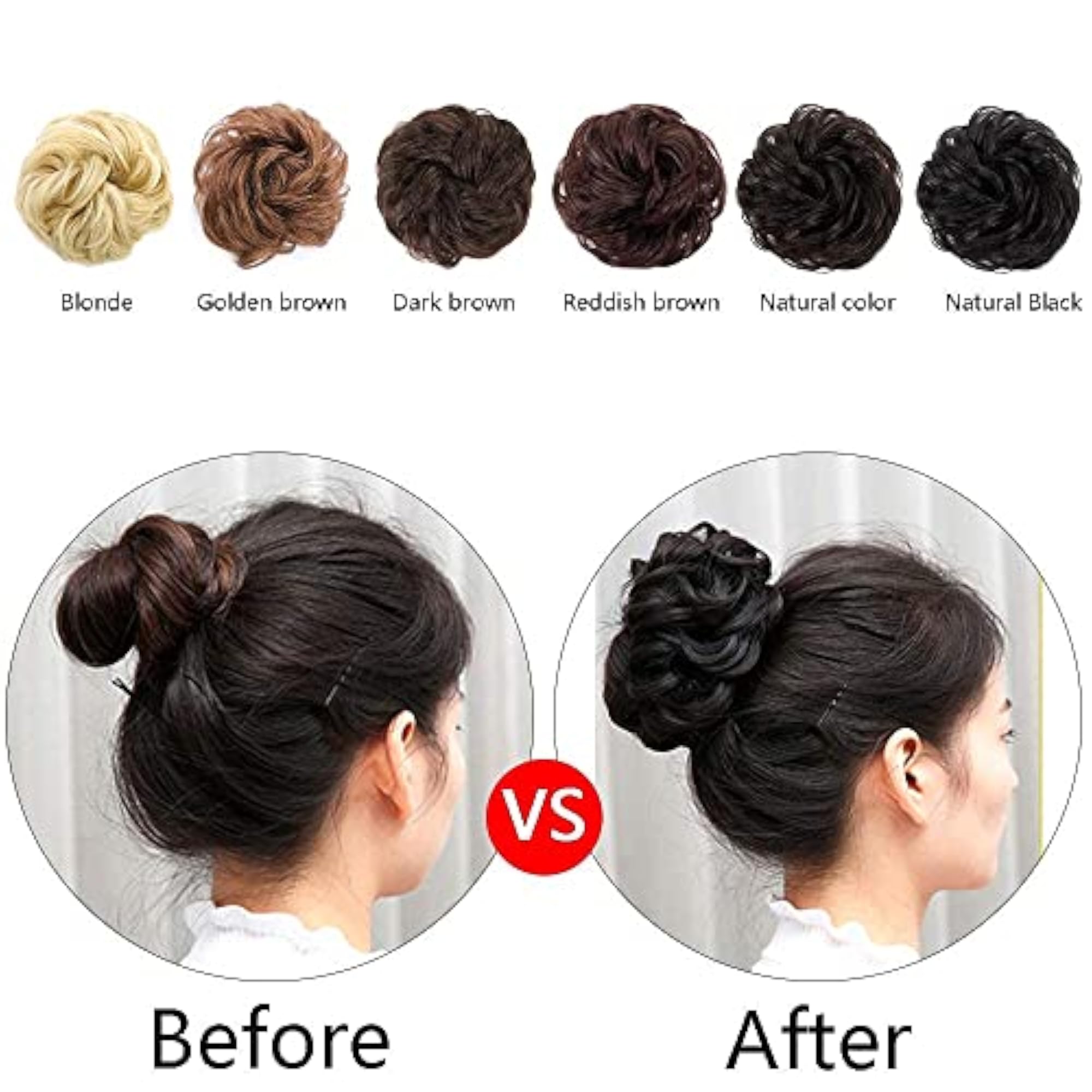 Women's Synthetic Black Hair Bun Juda, 1 PCS